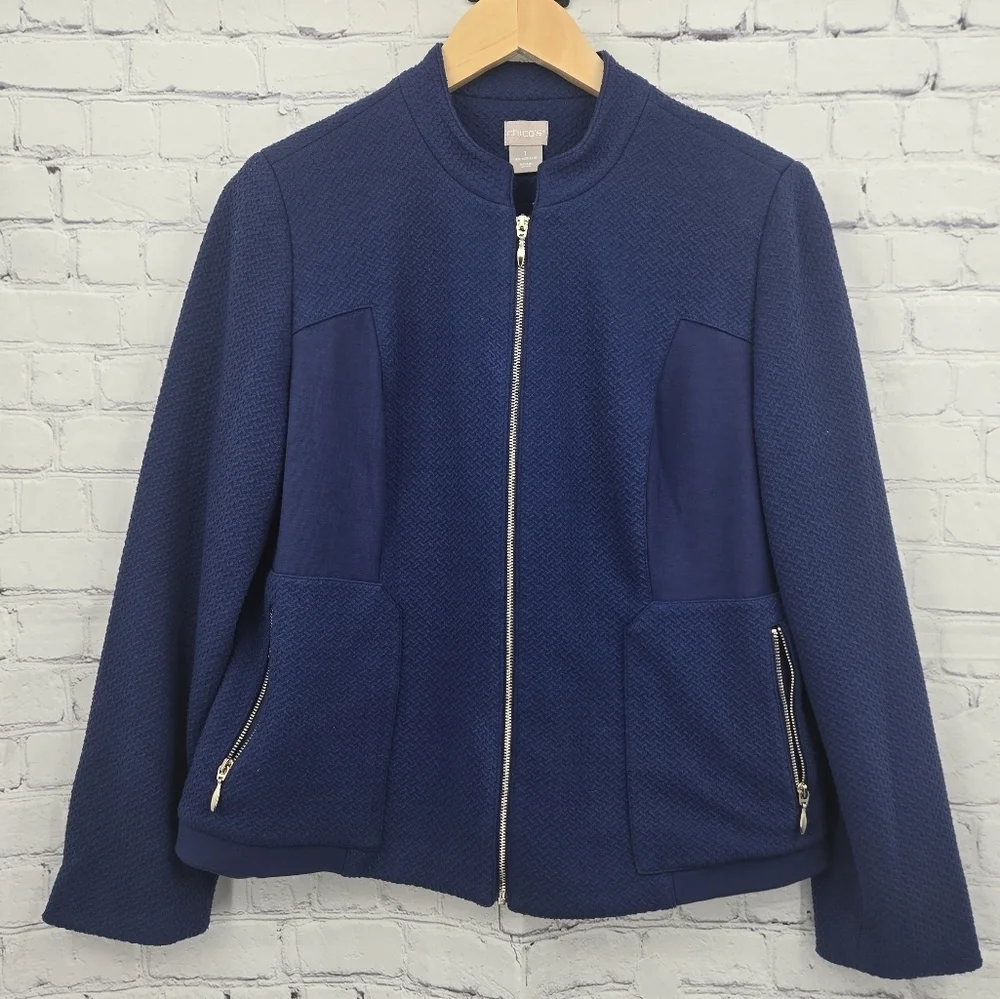 Chico's Zip-Up Career Blazer Size: 1